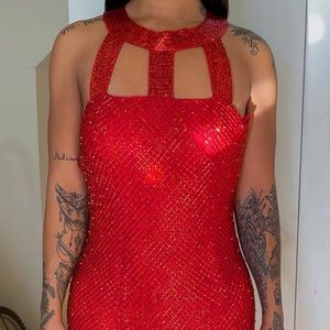 Gorgeous Silk Sequined Evening Gown